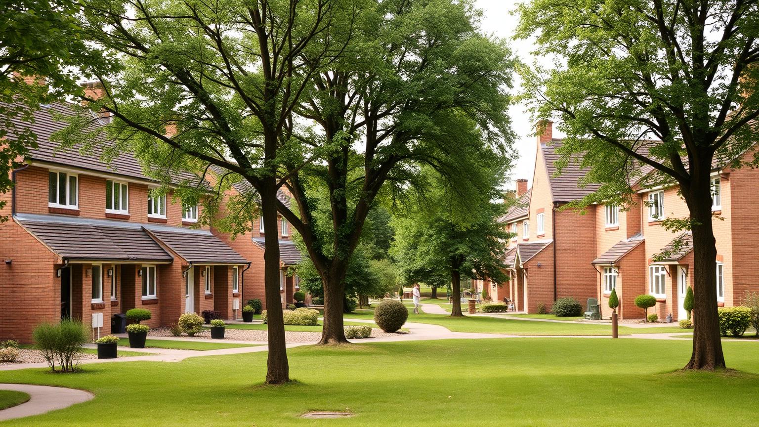 1960s estate housing and green open space in Tile Hill, Coventry CV4